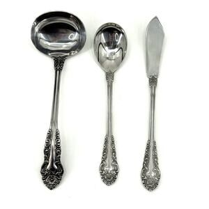 3 Table/Serving Utensils VTG VOISIN FLORAL CONTINENTAL Ladle Butter Knife Spoon